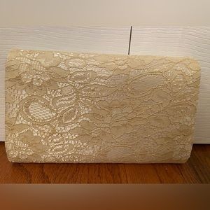 Cream Colored Lace Clutch